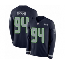Men's Nike Seattle Seahawks #94 Rasheem Green Limited Navy Blue Therma Long Sleeve NFL Jersey