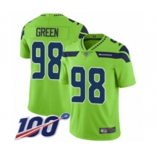 Men's Seattle Seahawks #98 Rasheem Green Limited Green Rush Vapor Untouchable 100th Season Football Jersey