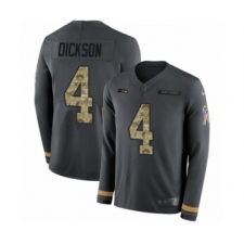 Men's Nike Seattle Seahawks #4 Michael Dickson Limited Black Salute to Service Therma Long Sleeve NFL Jersey