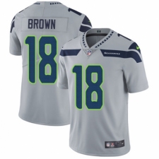 Men's Nike Seattle Seahawks #18 Jaron Brown Grey Alternate Vapor Untouchable Limited Player NFL Jersey
