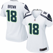 Women's Nike Seattle Seahawks #18 Jaron Brown Game White NFL Jersey