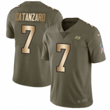 Men's Nike Tampa Bay Buccaneers #7 Chandler Catanzaro Limited Olive/Gold 2017 Salute to Service NFL Jersey