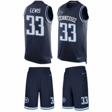 Men's Nike Tennessee Titans #33 Dion Lewis Limited Navy Blue Tank Top Suit NFL Jersey