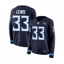 Women's Nike Tennessee Titans #33 Dion Lewis Limited Navy Blue Therma Long Sleeve NFL Jersey