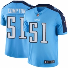 Men's Nike Tennessee Titans #51 Will Compton Elite Light Blue Rush Vapor Untouchable NFL Jersey