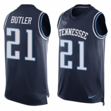 Men's Nike Tennessee Titans #21 Malcolm Butler Limited Navy Blue Player Name & Number Tank Top NFL Jersey