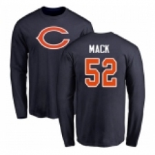 NFL Nike Chicago Bears #52 Khalil Mack Navy Blue Name & Number Logo Long Sleeve T-Shirt