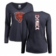 NFL Women's Nike Chicago Bears #52 Khalil Mack Navy Blue Backer Long Sleeve T-Shirt