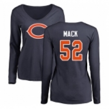 NFL Women's Nike Chicago Bears #52 Khalil Mack Navy Blue Name & Number Logo Long Sleeve T-Shirt