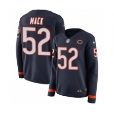 Women's Nike Chicago Bears #52 Khalil Mack Limited Navy Blue Therma Long Sleeve NFL Jersey