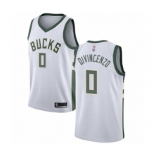 Men's Milwaukee Bucks #0 Donte DiVincenzo Authentic White Basketball Jersey - Association Edition