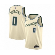 Men's Milwaukee Bucks #0 Donte DiVincenzo Swingman Cream Basketball Jersey - 2019 20 City Edition