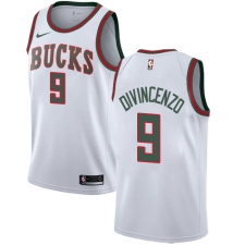 Women's Nike Milwaukee Bucks #9 Donte DiVincenzo Swingman White Fashion Hardwood Classics NBA Jersey