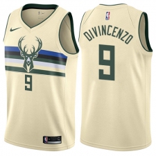 Youth Nike Milwaukee Bucks #9 Donte DiVincenzo Swingman Cream NBA Jersey - City Edition