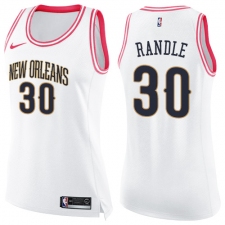Women's Nike New Orleans Pelicans #30 Julius Randle Swingman White Pink Fashion NBA Jersey