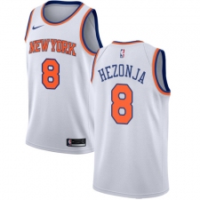 Men's Nike New York Knicks #8 Mario Hezonja Swingman White NBA Jersey - Association Edition