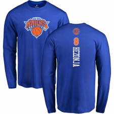 NBA Nike New York Knicks #8 Mario Hezonja Royal Blue Backer Long Sleeve T-Shirt