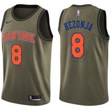 Youth Nike New York Knicks #8 Mario Hezonja Swingman Green Salute to Service NBA Jersey