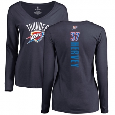 NBA Women's Nike Oklahoma City Thunder #37 Kevin Hervey Navy Blue Backer Long Sleeve T-Shirt