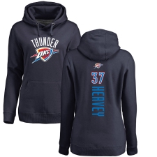 NBA Women's Nike Oklahoma City Thunder #37 Kevin Hervey Navy Blue Backer Pullover Hoodie