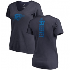 NBA Women's Nike Oklahoma City Thunder #37 Kevin Hervey Navy Blue One Color Backer Slim-Fit V-Neck T-Shirt