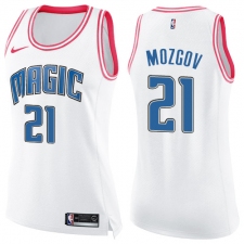 Women's Nike Orlando Magic #21 Timofey Mozgov Swingman White Pink Fashion NBA Jersey