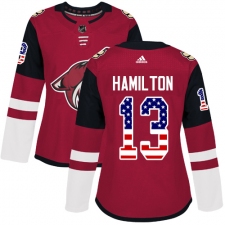 Women's Adidas Arizona Coyotes #13 Freddie Hamilton Authentic Red USA Flag Fashion NHL Jersey