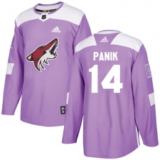 Men's Adidas Arizona Coyotes #14 Richard Panik Authentic Purple Fights Cancer Practice NHL Jersey