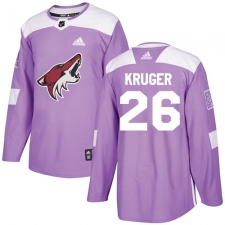 Men's Adidas Arizona Coyotes #26 Marcus Kruger Authentic Purple Fights Cancer Practice NHL Jersey