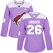 Women's Adidas Arizona Coyotes #26 Marcus Kruger Authentic Purple Fights Cancer Practice NHL Jersey