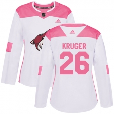 Women's Adidas Arizona Coyotes #26 Marcus Kruger Authentic White Pink Fashion NHL Jersey