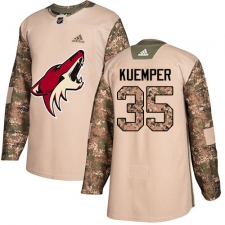 Men's Adidas Arizona Coyotes #35 Darcy Kuemper Authentic Camo Veterans Day Practice NHL Jersey