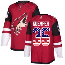 Men's Adidas Arizona Coyotes #35 Darcy Kuemper Authentic Red USA Flag Fashion NHL Jersey