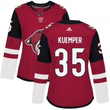 Women's Adidas Arizona Coyotes #35 Darcy Kuemper Authentic Burgundy Red Home NHL Jersey