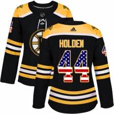 Women's Adidas Boston Bruins #44 Nick Holden Authentic Black USA Flag Fashion NHL Jersey