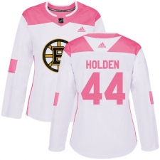 Women's Adidas Boston Bruins #44 Nick Holden Authentic White Pink Fashion NHL Jersey