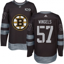 Men's Adidas Boston Bruins #57 Tommy Wingels Authentic Black 1917-2017 100th Anniversary NHL Jersey