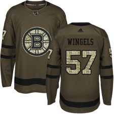 Men's Adidas Boston Bruins #57 Tommy Wingels Authentic Green Salute to Service NHL Jersey