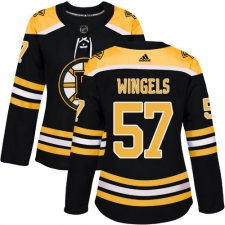Women's Adidas Boston Bruins #57 Tommy Wingels Authentic Black Home NHL Jersey