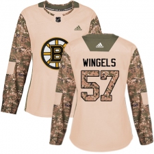 Women's Adidas Boston Bruins #57 Tommy Wingels Authentic Camo Veterans Day Practice NHL Jersey
