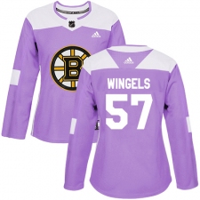 Women's Adidas Boston Bruins #57 Tommy Wingels Authentic Purple Fights Cancer Practice NHL Jersey