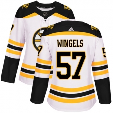 Women's Adidas Boston Bruins #57 Tommy Wingels Authentic White Away NHL Jersey