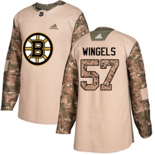Youth Adidas Boston Bruins #57 Tommy Wingels Authentic Camo Veterans Day Practice NHL Jersey