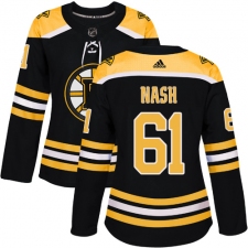Women's Adidas Boston Bruins #61 Rick Nash Authentic Black Home NHL Jersey