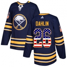 Youth Adidas Buffalo Sabres #26 Rasmus Dahlin Authentic Navy Blue USA Flag Fashion NHL Jersey
