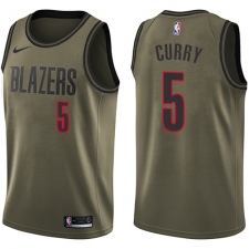 Youth Nike Portland Trail Blazers #5 Seth Curry Swingman Green Salute to Service NBA Jersey