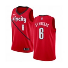 Men's Nike Portland Trail Blazers #6 Nik Stauskas Red Swingman Jersey - Earned Edition