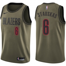 Youth Nike Portland Trail Blazers #6 Nik Stauskas Swingman Green Salute to Service NBA Jersey