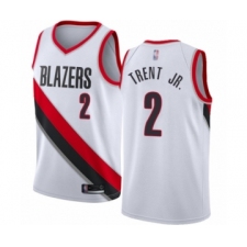 Men's Portland Trail Blazers #2 Gary Trent Jr. Authentic White Basketball Jersey - Association Edition