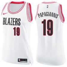 Women's Nike Portland Trail Blazers #19 Georgios Papagiannis Swingman White Pink Fashion NBA Jersey
